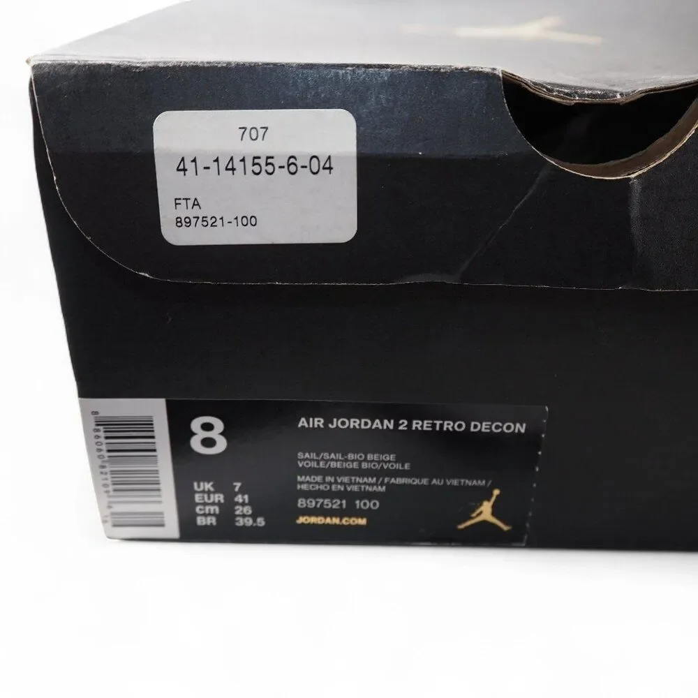 Air Jordan 2 Retro Deconstructed 'Sail' 897521-100‎ Men's 8 Lifestyle Sneakers